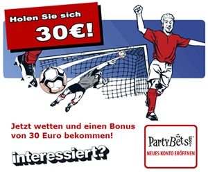 30 Euro Bonus bei Party Bets