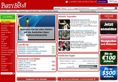 Sportwetten von Partybets