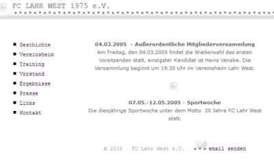 FC Lahr West Webseite