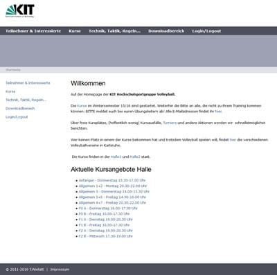 KIT Hochschulsportgruppe Volleyball Webseite